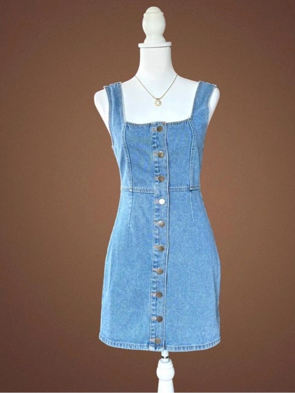 Urban Outfitters Light Blue Button-Front Denim Mini Dress